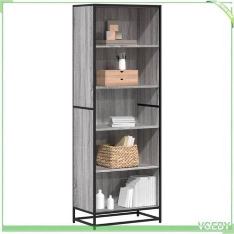 Bibliothèque - 3300853 - Sonoma gris - 60 x 35 x 170,5 cm - Bois d'ingénierie et métal (1/5)