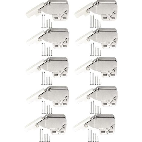 10 Stück federbelastetes Schrankschloss, Mini-Touch-Verriegelungen, federbelastete Riegel, Mini-Verriegelung, Schnappverschluss, zum Öffnen und Schließen drücken, mit Befestigungsschrauben, für Küchen (1/5)