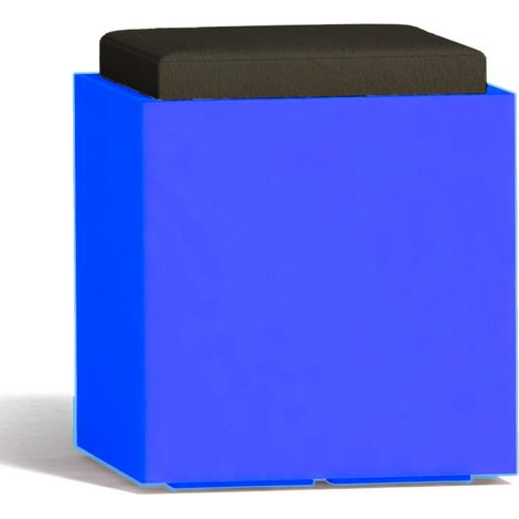 Leuchtende Sessel Square Bright mit Led-Pouf, quadratischer, für den Außenbereich "Made in Italy" -Blau / Mit Kabel