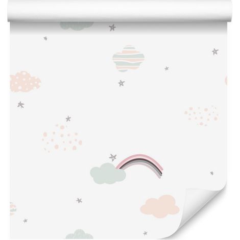 Papier peint étoiles, arcs-en-ciel et nuages pour salon et chambre 50x1000 cm (1/5)
