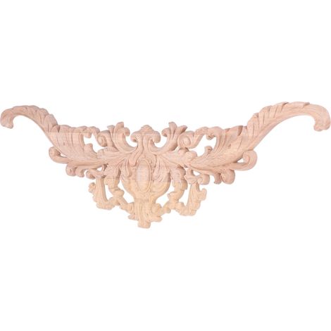 Appliques en Bois Style Européen Élégant, Pièce Florale Longue en Hévéa pour Décoration Intérieure, Accessoire Sculpté (1/5)