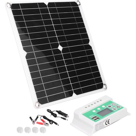 Kit de Panneau Solaire Monocrystalline 40W Flexible 18V avec Régulateur 40A et Ports USB Double pour Camping & Voiture (1/5)