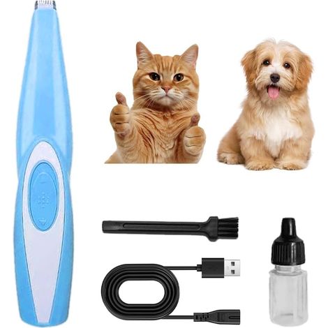 Mini tondeuse électrique pour poils de chien avec lame sécurisée, de couleur bleue, pour la coupe et l'entretien réguliers à domicile.-AquaForge (1/5)