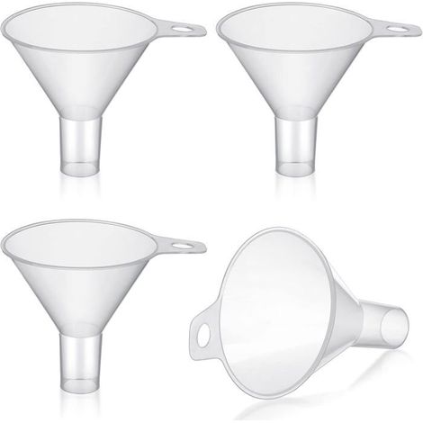 Ecleanfy - Lot de 4 petits entonnoirs en plastique transparent pour la mise en bouteille de petits flacons entonnoirs de 2,56 pouces. (1/5)