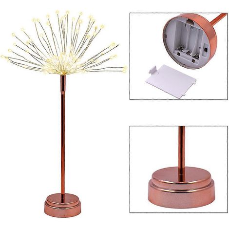 Lampe pissenlit LED, lampe feux d'artifice, or rose, blanc chaud (1/5)