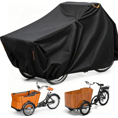 Housse de Protection Vélo Cargo, Tissu Oxford 420D Housse pour Vélo de Charge, 220x100x110cm, Exterieur avec Bandes Réfléchissantes, Imperméable à La Pluie, à La Neige (1/5)
