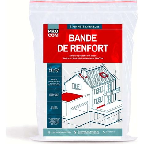 Procom – Rouleau d'étanchéité haute élasticité 10 cm x 10 m – Armature polyester pour joints et fissures – Résistance mécanique accrue