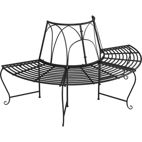 Maison Exclusive - Baumbank Halbrund Ø159 cm Schwarz Stahl (1/5)