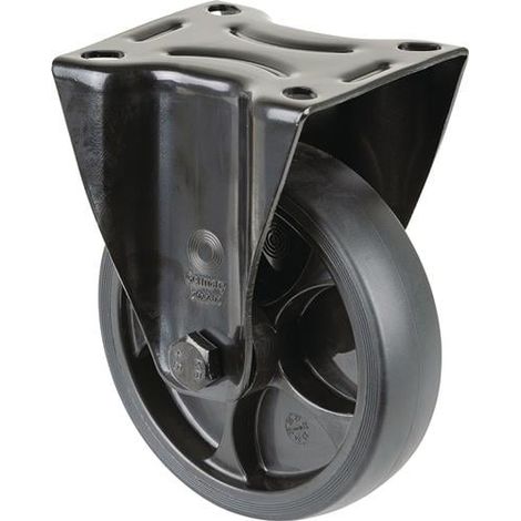 Rueda fija D.125mm Cap.120kg Goma.Placa L104xA80mm Color Negro BS ROLLEN (1/2)