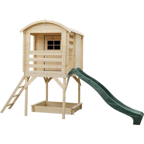 Joy - Casetta da giardino per bambini con scivolo, sabbiera e scaletta. Casetta gioco per bambini con scivolo. 181x146x265H cm