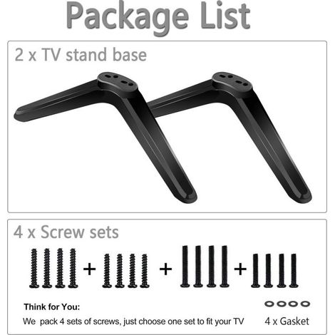 Pied TV Universel pour TCL Support TV avec Jeu Vis et Patins Antidérapants ABS Pied de Tele Compatible avec la Plupart des Téléviseurs de 32 à 55 Pouces Espacement, Comprend des accessoires de vis (1/5)