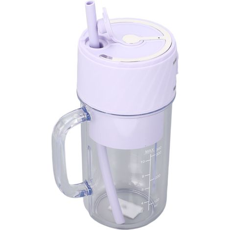 Blender portable multifonctionnel et efficace, rechargeable, avec 10 lames et gobelet doseur pour smoothies, sauces, jus, poudres protéinées et purées (violet). (1/5)