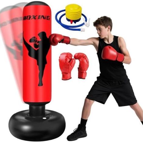 Sac de Frappe Enfant - 160 cm - Base Remplissable Eau ou Sable - Colonne Rotative 360° - Pour Karaté Taekwondo - 1 Pièce (1/5)