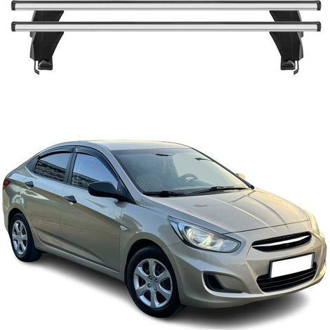 OMAC Dachträger Querträger Alu für Hyundai Accent IV Limo 2010-2017 – Abschließbar – T-Nut – City-Crash-getestet – Max. 50 kg Silber (1/5)