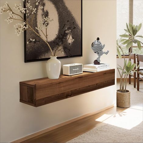 Table Console d'Entrée en Bois Massif Flottant, Table d'entrée étroite montée sur Le Mur avec étagère de Stockage, étagères Modernes de canapé Petites Tables d'entrée pour l'entrée, Couloir (1/5)