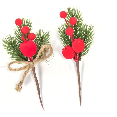 Pick con bacche floccate rosse H15 cm modello assortito Mercury
