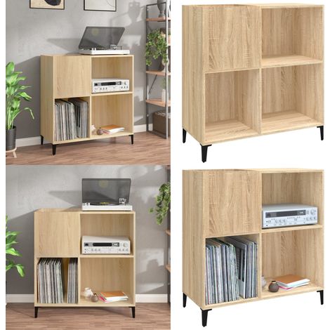 Armoire à disques chêne sonoma 84,5x38x89 cm bois d'ingénierie - Meuble À Disques - Armoire Vinyle - Rangement Disque - Étagère Musique - Meuble Audio - Home & Living (1/5)