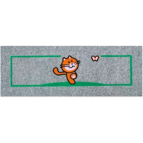 Zerbino Antiscivolo Salva Gradino 25x69 Assorbente Tappeto Ingresso Morbido 100% Made In Italy Gatto - Grigio (1/5)