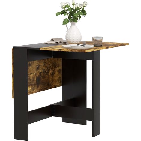 HOMCOM mesa plegable de comedor, mesa de cocina plegable, con alas abatibles, para salón, espacio pequeño, 103x76x73,5 cm, negro y marrón rústico