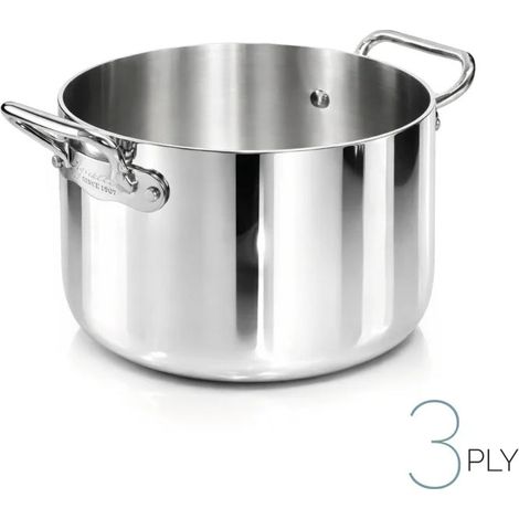 AGNELLI Casseruola Alta Aluinox 3ply Inox Lucido 2 Manici 24x13 Cm
