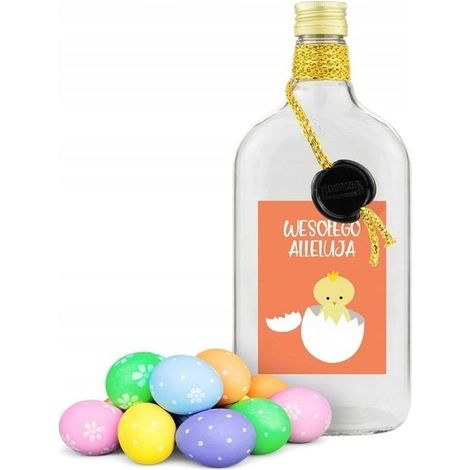 1 botella de vidrio clásica de 500 ml decorada con pegatina de Pascua BO-17 (1/3)
