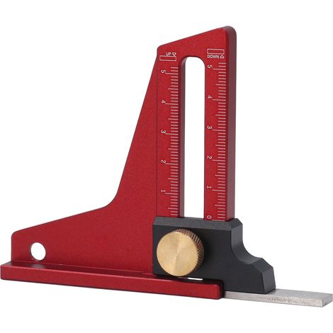 Jauge de hauteur pour le travail du bois (0 à 50 mm), en alliage d'aluminium, à double échelle, outil de mesure de profondeur compact (1/5)