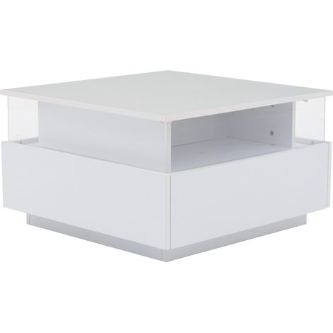 Modernes Hochglanz-LED-Couchtisch Kaffeetisch 707041cm mit 2 Schubladen und transparentem Präsentationsbereich – Belastbar bis 30 kg, ideal für stilvolle Wohnzimmer (1/5)