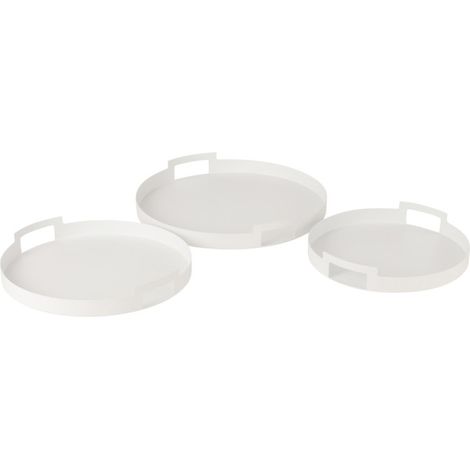 Lot de 3 Plateaux en Métal "Mathew" 45cm Blanc (1/4)
