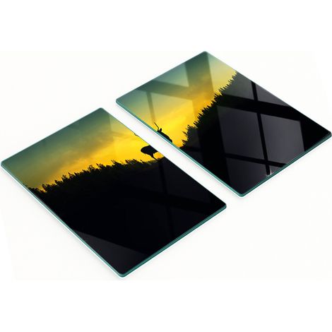 Taglieri da cucina decorativi in vetro con grafica di cervi, 2x40x52 cm (1/5)
