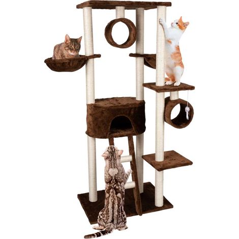 Tiragraffi Gatti Albero Sisal Parco Giochi Gatto Tira Graffi Alto 165cm Marrone