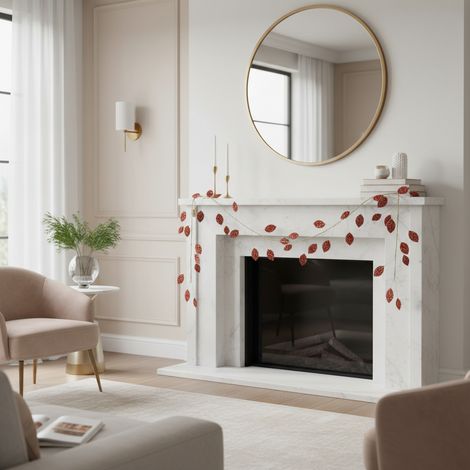 Ghirlanda con foglie in velluto con strass e perline, decorazione natalizia da 105 cm -Oro (1/5)