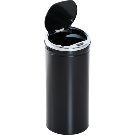 Poubelle automatique 42L, poubelle de cuisine acier galvanisé à capteur de mouvement et bac interne amovible, noir (1/5)