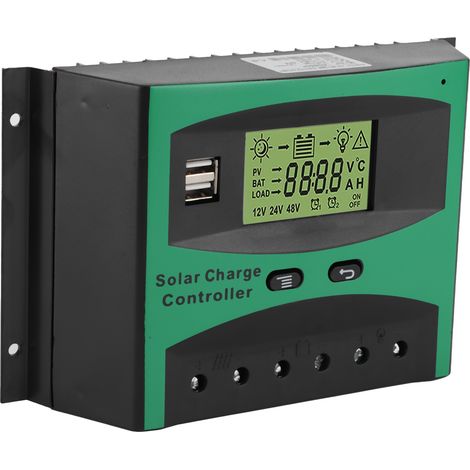 Régulateur solaire intelligent 60A 12/24V avec double port USB, dissipateur thermique performant pour panneau solaire (1/5)