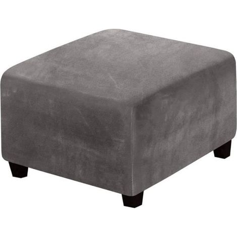 Housse de repose-pieds extensible luxueuse carrée, en daim pliable - pour les repose-pieds - gris (1/3)