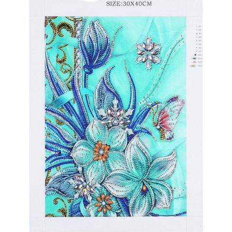 Peinture diamant à motif floral en résine, bricolage créatif, cadeau, décoration pour la maison ou le bureau, 30 x 40 cm (sans cadre) (1/5)