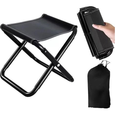 Tabouret de camping, tabouret pliant portable avec sac de rangement, siège pliant léger pour adultes (noir, (1/5)