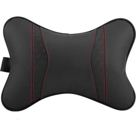 Accessoires automobiles en cuir, coussin de repos de voiture, appui-tête de siège, repose-cou, coussin d'oreiller, Support noir (1/4)
