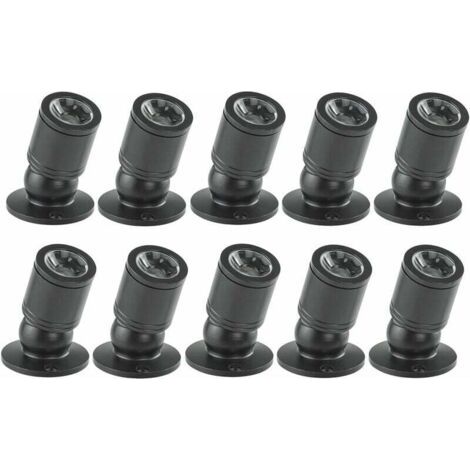 Mini Spot à LED Mini Spot Encastré Encastrable au Plafond 1W avec Pilote 100-265V AC pour Maison/Armoire à Vin/Armoire à Bijoux/Salon/Placard, 10pcs[Classe énergétique A+] (Black, Lumière chaude