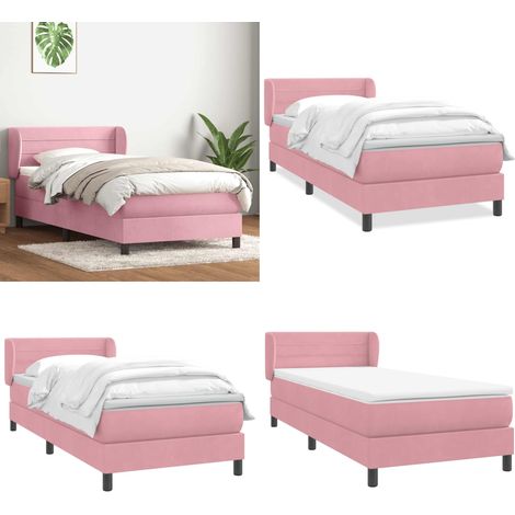 vidaXL Boxspringbett mit Matratze Rosa 80x220 cm Samt (1/5)