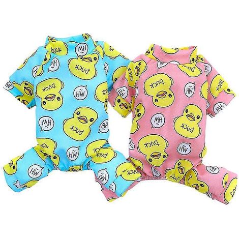 Pijama para perros medianos, color amarillo pato, material suave y elástico. (1/5)
