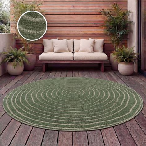 Paco Home Tappeto Cucina Esterno Salotto Moderno Balcone Scandinavo Boho Monocolore Verde Ø 160 cm tondo