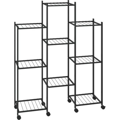 Jardinière Bac à fleurs avec roues 83x25x103,5 cm Noir Fer (1/5)