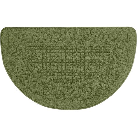 Küchenmatte, 40,6 cm x 63,5 cm, runde, halbmondförmige Küchenmatte, rutschfest und saugfähig, maschinenwaschbar, geeignet für Küchen-, Tür- und Badezimmerböden (grün).