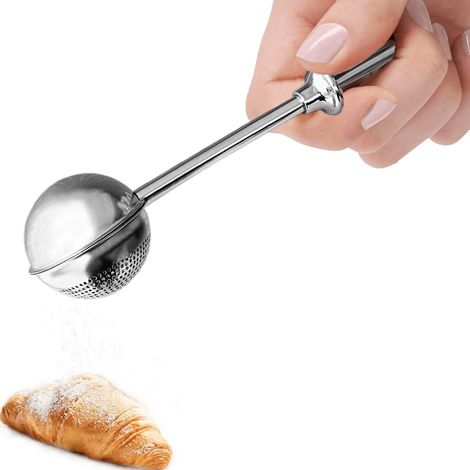 Gewürzdose für Puderzucker, Mehlspender aus 18/8-Edelstahl mit federbelastetem Griff für Puderzucker und Gewürze