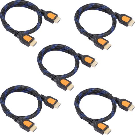 Lot de 5 câbles HDMI 4K/60 Hz vers HDMI 2.0 HDR 3D pour ordinateur portable, TV, écran LCD, PS3 et projecteur (0,5 m). (1/5)