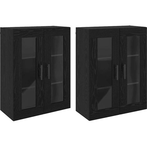 2 pcs Buffet，Bahut， Armoires Murailles Chêne noir 69,5 x 34 x 90 cm CFW91632 (1/5)