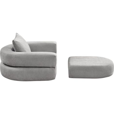 Sofá cama plegable futón de cincha gris claro con cojín, 101 x 90 x 41 cm, MODENUIT (1/5)