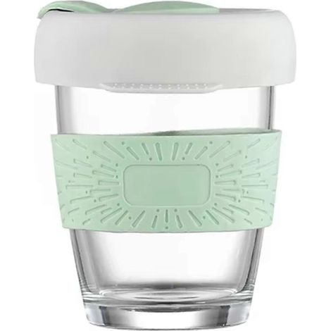 350 ml isolierter, tragbarer Glasbecher mit Silikondeckel (1/5)