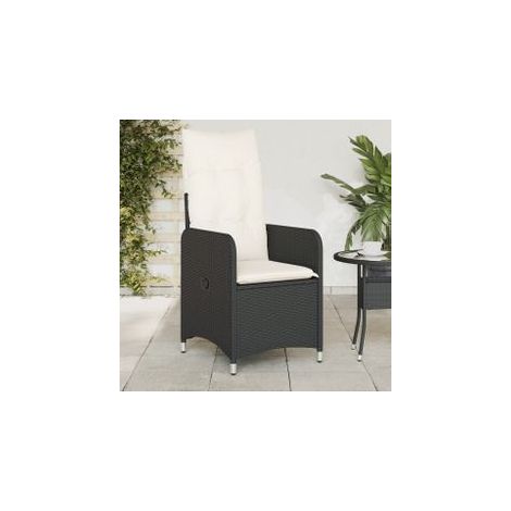 Chaises inclinables de jardin lot de 2 et coussins noir rotin (1/5)