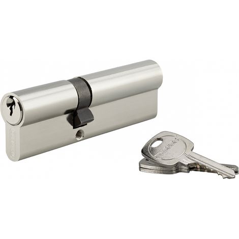 Thirard – Cylindre de serrure double entrée 40x60mm – 3 clés – Nickelé – 5 goupilles – Système clé unique pour plusieurs cylindres (1/5)